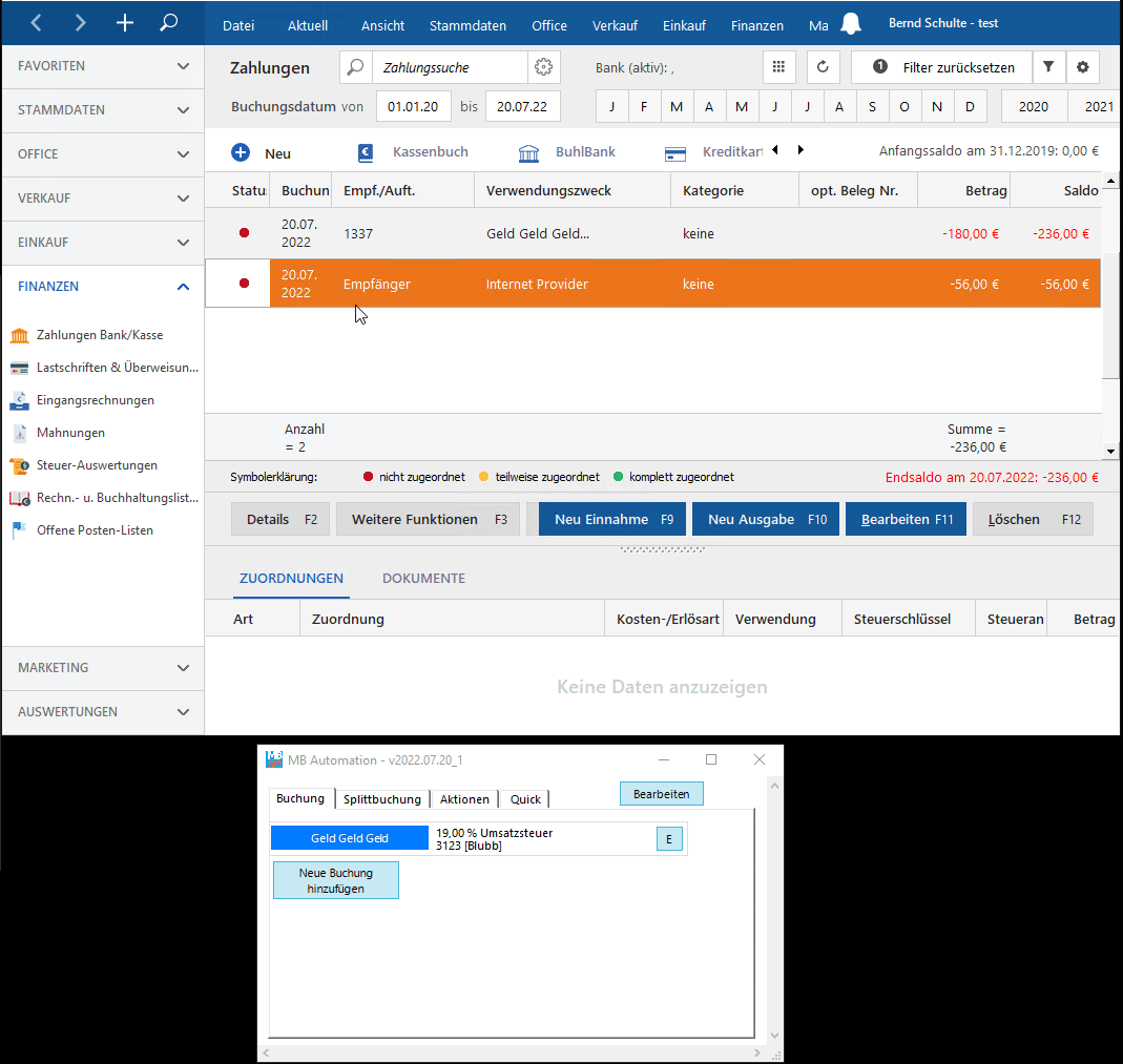 Execute booking automation